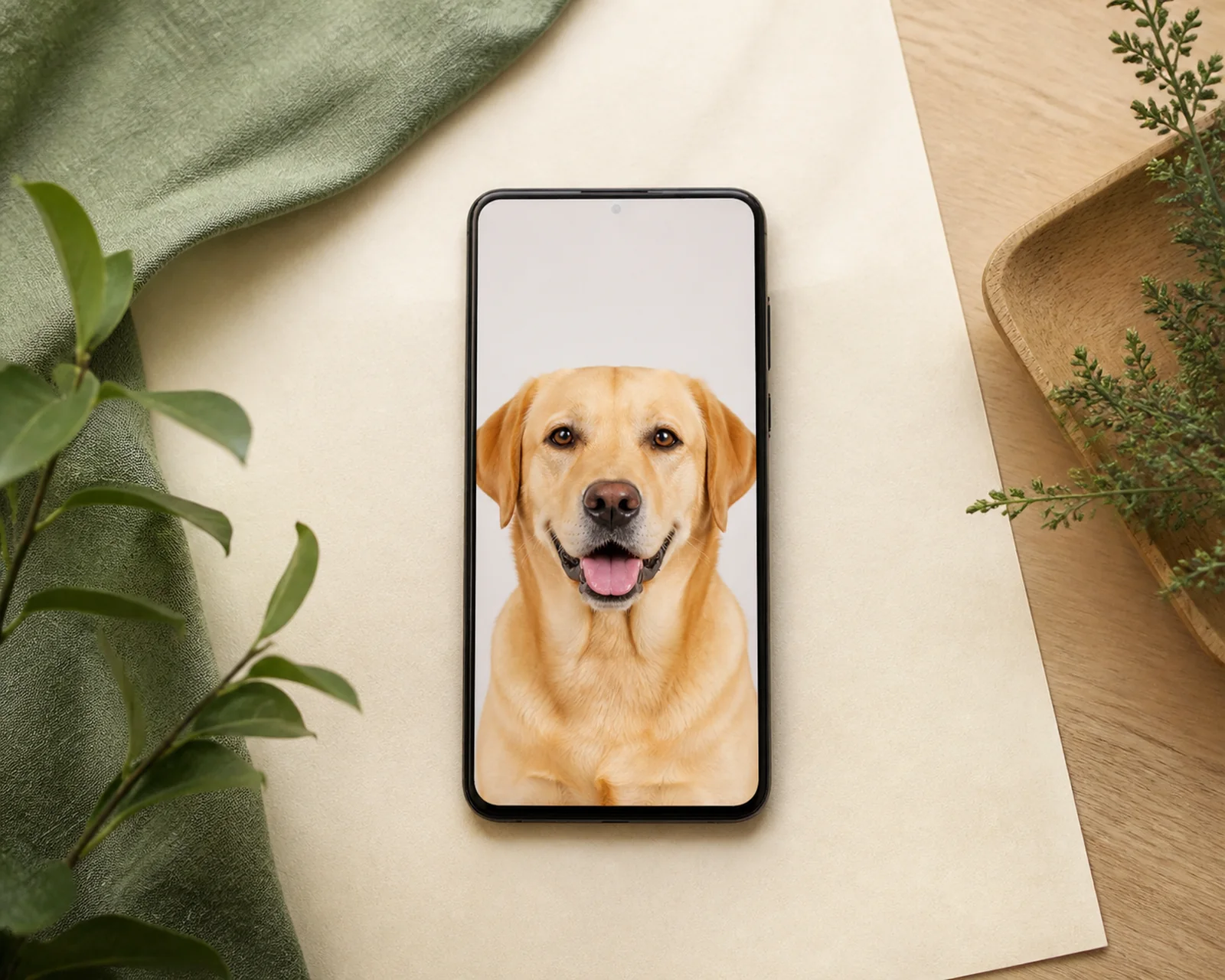 Primer ostre in svetle fotografije psa na telefonu
